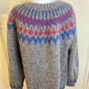 Fair Isle Big Wool Grey Sweater  - Women's XL